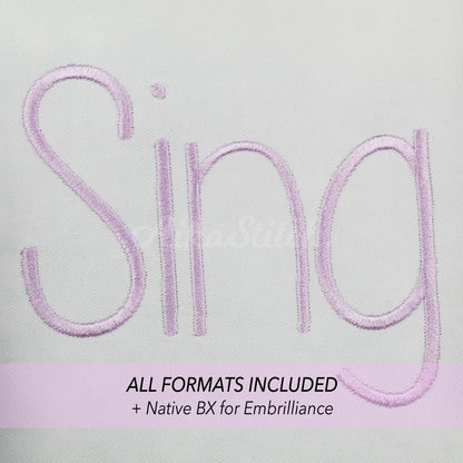 Sing Native BX Embroidery Font - Satin Stitch Alphabet (11 Sizes)
