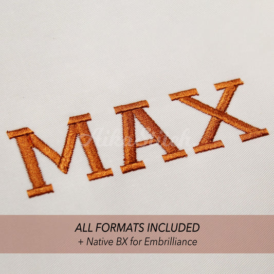 Varsity Native BX Embroidery Font - Satin Stitch Alphabet (10 Sizes)