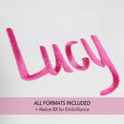 Lucy Native BX Embroidery Font - Satin Stitch Alphabet (11 Sizes)
