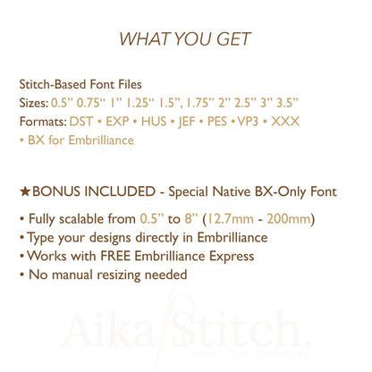 Pumpkin Native BX Embroidery Font - Satin Stitch Alphabet (10 Sizes)