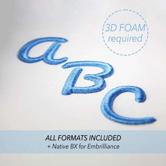 Pacifico 3D Puff Native BX Embroidery Font – Foam Alphabet (8 Sizes)