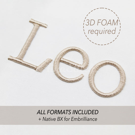 Leorio 3D Puff Native BX Embroidery Font – Foam Alphabet (7 Sizes)