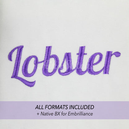 Lobster Native BX Embroidery Font - Satin Stitch Alphabet (10 Sizes)
