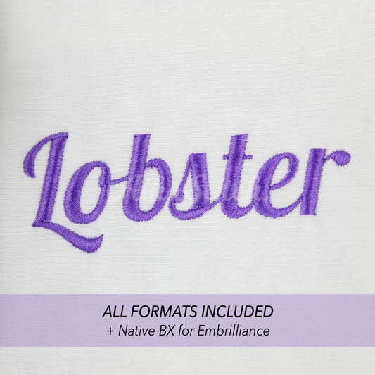 Lobster Native BX Embroidery Font - Satin Stitch Alphabet (10 Sizes)
