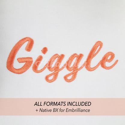 Giggle Native BX Embroidery Font - Satin Stitch Alphabet (10 Sizes)