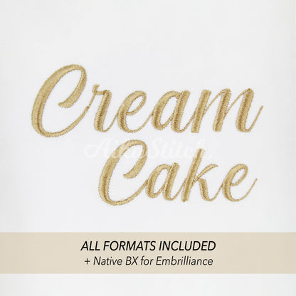 Cream Cake Native BX Embroidery Font - Satin Stitch Alphabet (11 Sizes)