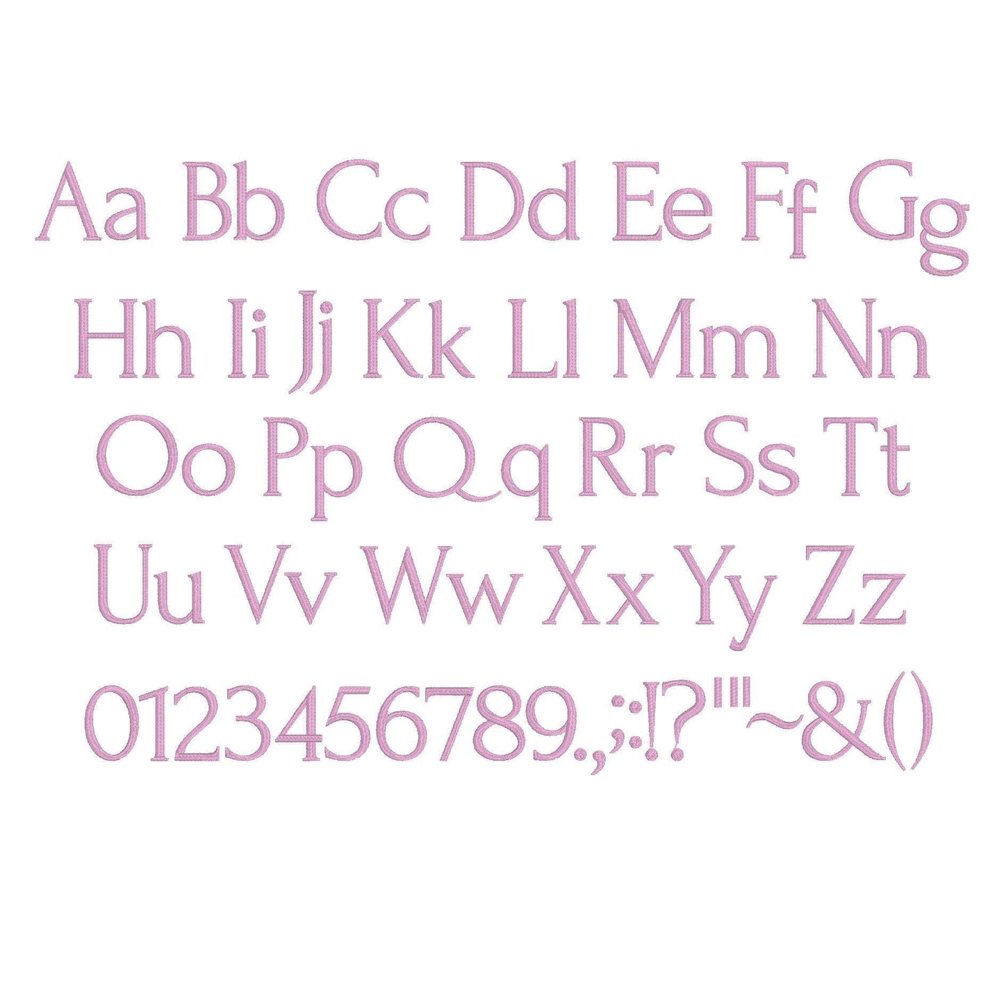 Forum Native BX Embroidery Font - Satin Stitch Alphabet (6 Sizes)