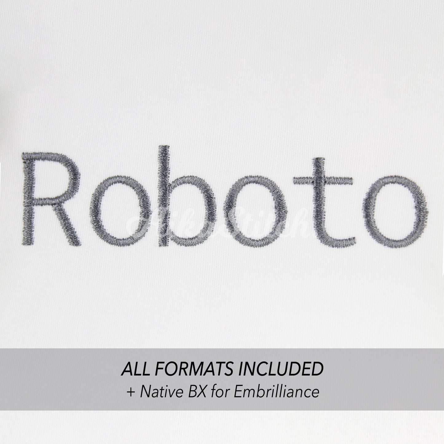Roboto Native BX Embroidery Font - Satin Stitch Alphabet (11 Sizes)