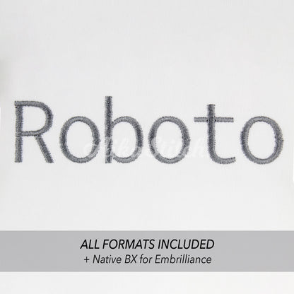 Roboto Native BX Embroidery Font - Satin Stitch Alphabet (11 Sizes)