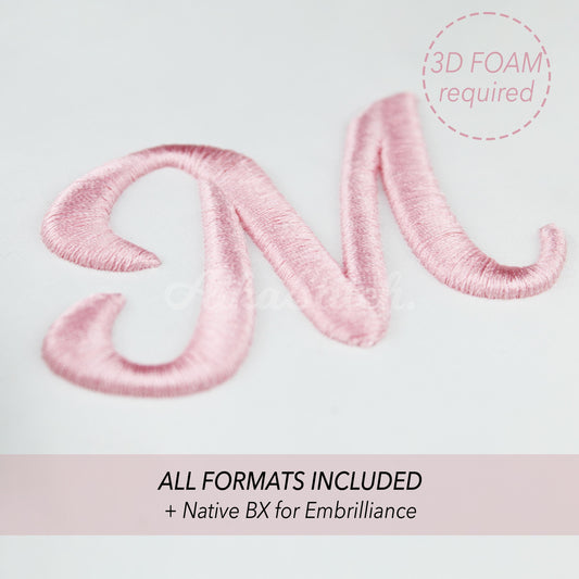 MilkShake 3D Puff Native BX Embroidery Font – Foam Alphabet (7 Sizes)