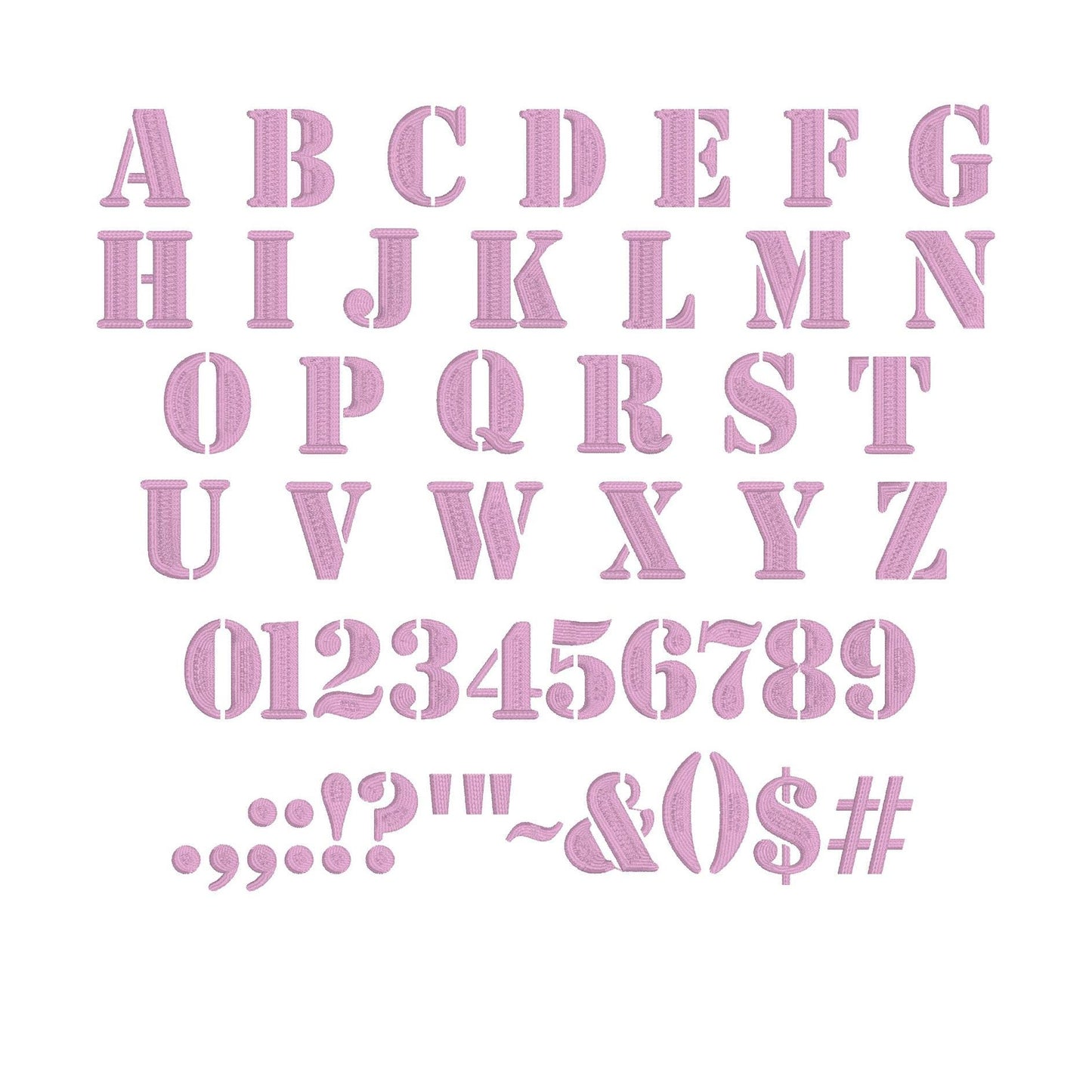 Stencil Army Native BX Embroidery Font - Satin Stitch Alphabet (10 Sizes)