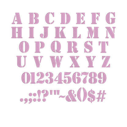 Stencil Army Native BX Embroidery Font - Satin Stitch Alphabet (10 Sizes)