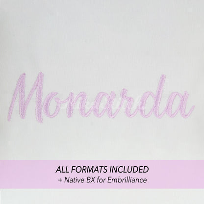 Monarda Native BX Embroidery Font - Satin Stitch Alphabet (11 Sizes)