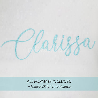 Clarissa Native BX Embroidery Font - Satin Stitch Alphabet (5 Sizes)
