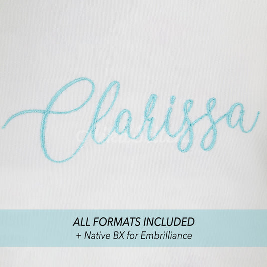 Clarissa Native BX Embroidery Font - Satin Stitch Alphabet (5 Sizes)
