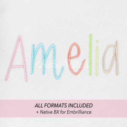 Amelia Native BX Embroidery Font - Satin Stitch Alphabet (11 Sizes)