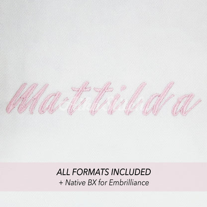 Mattilda Native BX Embroidery Font - Satin Stitch Alphabet (6 Sizes)