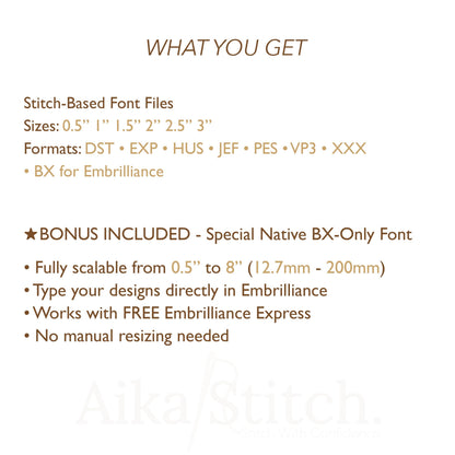 Colendra Native BX Embroidery Font - Satin Stitch Alphabet (6 Sizes)