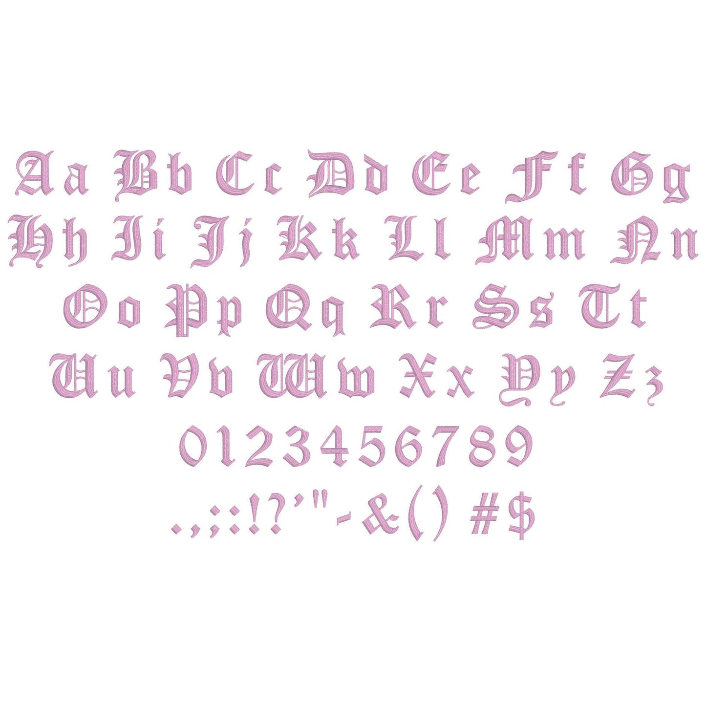 Old London Native BX Embroidery Font - Satin Stitch Alphabet (9 Sizes)