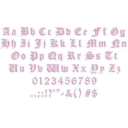 Old London Native BX Embroidery Font - Satin Stitch Alphabet (9 Sizes)