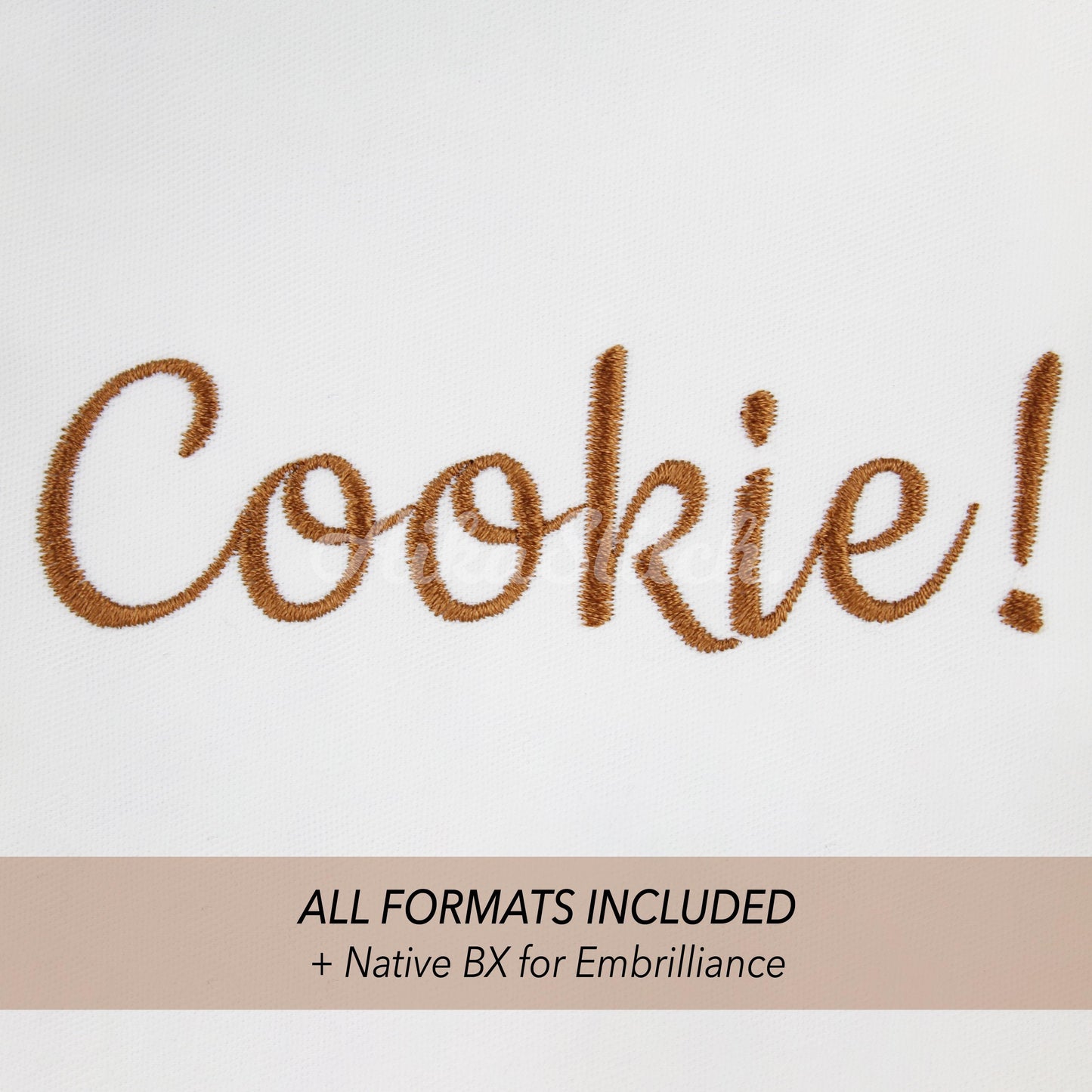 Cookie Native BX Embroidery Font - Satin Stitch Alphabet (10 Sizes)
