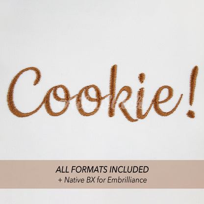 Cookie Native BX Embroidery Font - Satin Stitch Alphabet (10 Sizes)