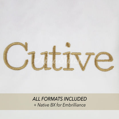 Cutive Native BX Embroidery Font - Satin Stitch Alphabet (10 Sizes)