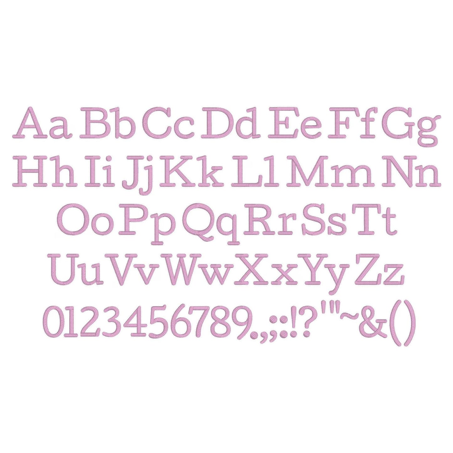 Cutive Native BX Embroidery Font - Satin Stitch Alphabet (10 Sizes)