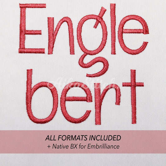 Englebert Native BX Embroidery Font - Satin Stitch Alphabet (10 Sizes)