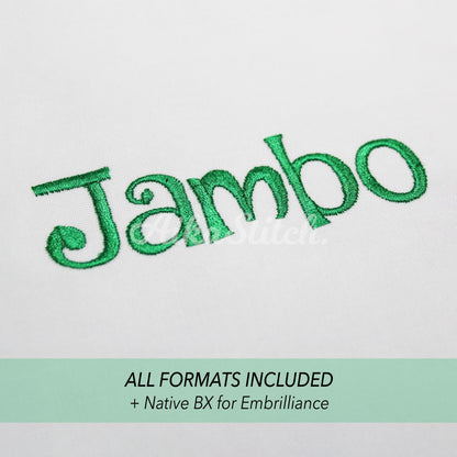 Jambo Native BX Embroidery Font - Satin Stitch Alphabet (10 Sizes)