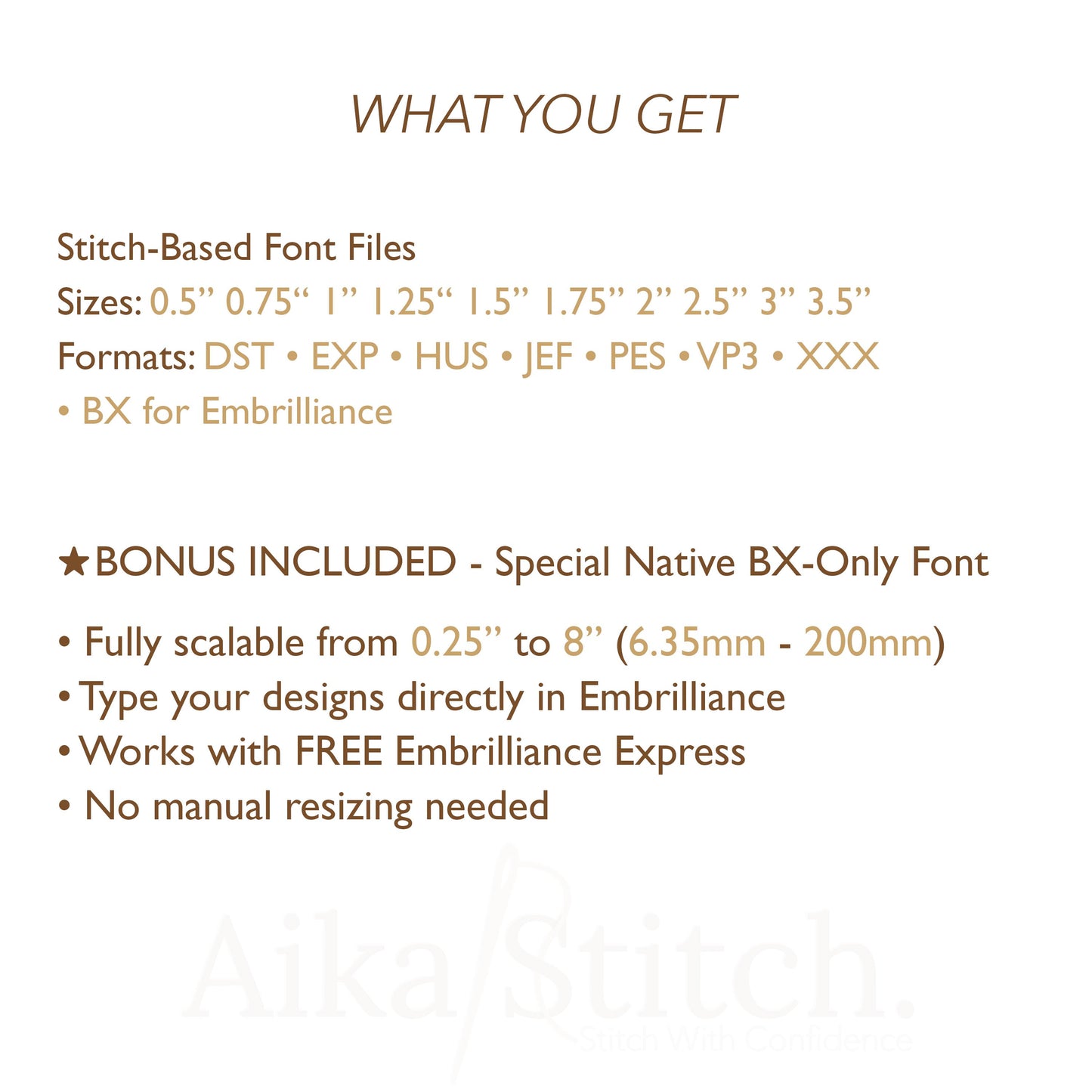 Arial Native BX Embroidery Font - Satin Stitch Alphabet (11 Sizes)