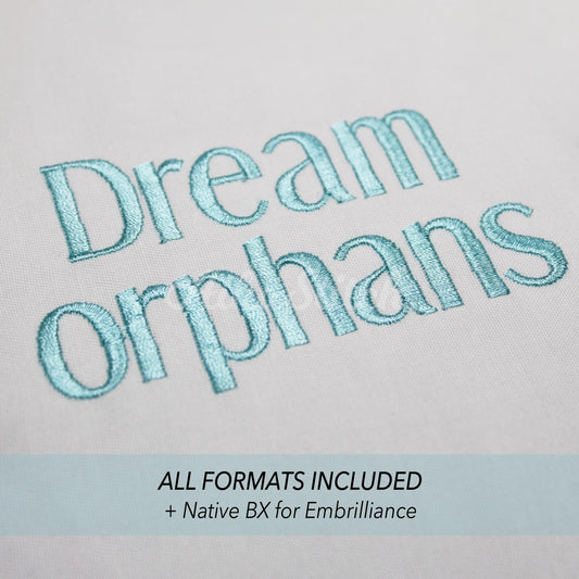 Dream Orphans Native BX Embroidery Font - Satin Stitch Alphabet (10 Sizes)