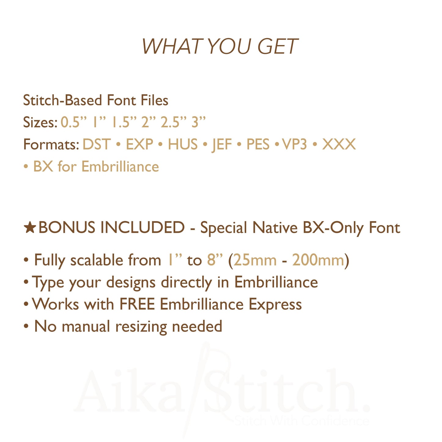 MilkShake Native BX Embroidery Font - Satin Stitch Alphabet (6 Sizes)