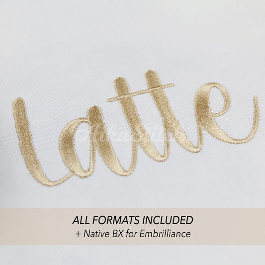 Latte Native BX Embroidery Font - Satin Stitch Alphabet (11 Sizes)