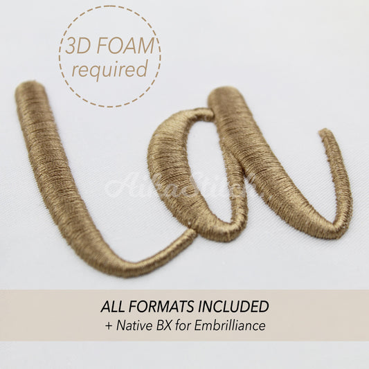 Latte 3D Puff Native BX Embroidery Font – Foam Alphabet (7 Sizes)