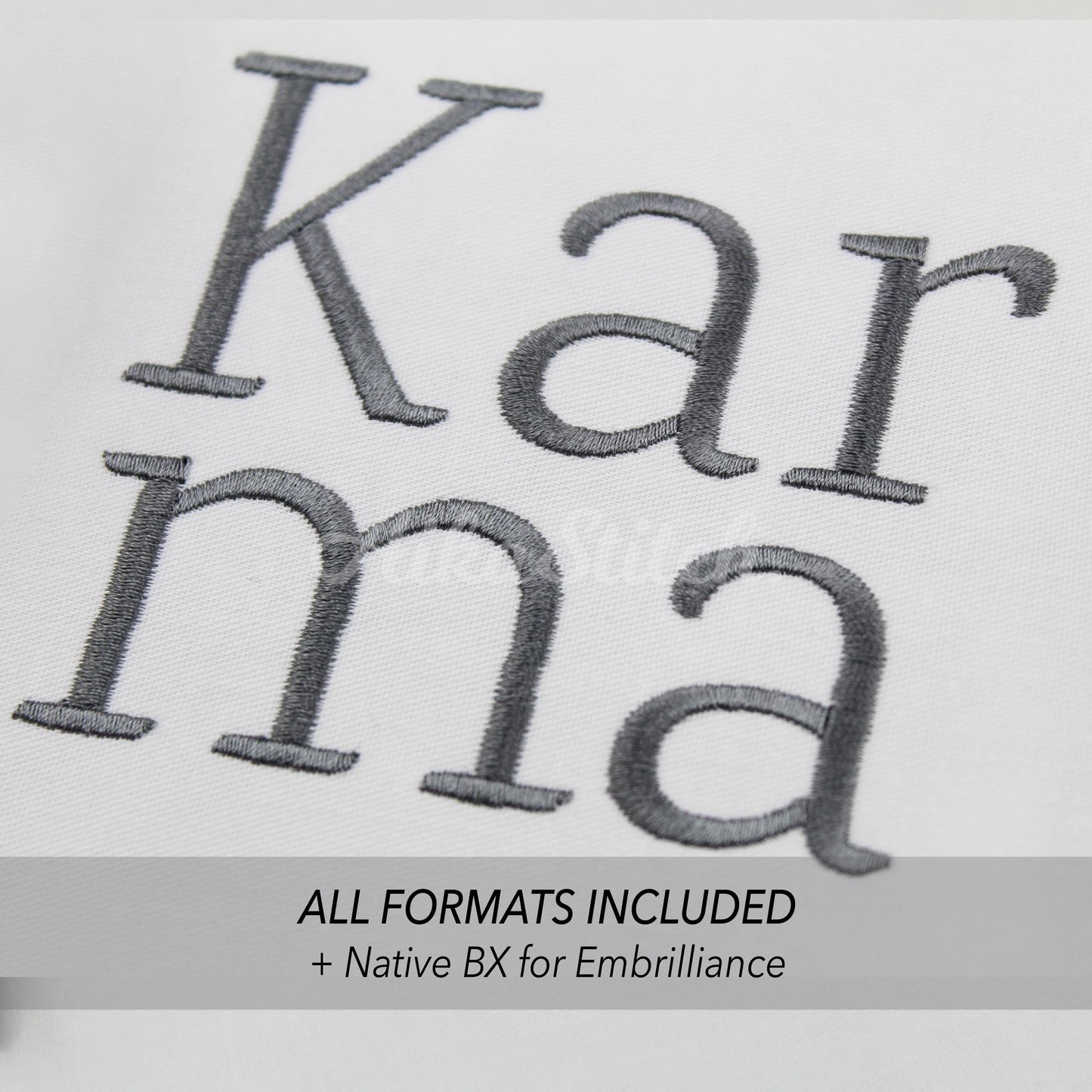 Karma Native BX Embroidery Font - Satin Stitch Alphabet (11 Sizes)