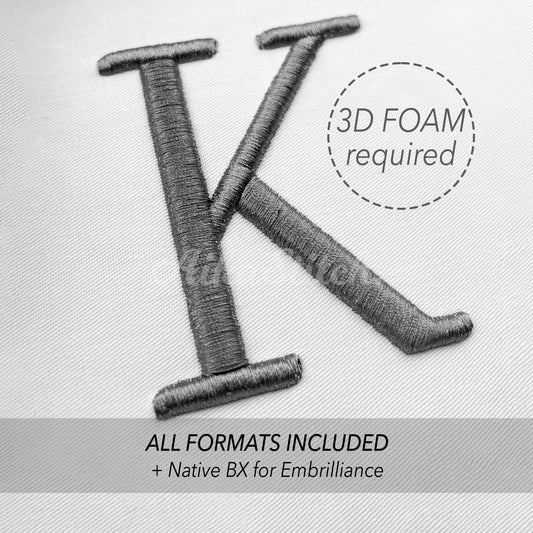 Karma 3D Puff Native BX Embroidery Font – Foam Alphabet (9 Sizes)