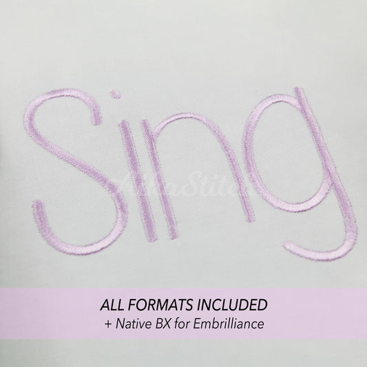 Sing Native BX Embroidery Font - Satin Stitch Alphabet (11 Sizes)