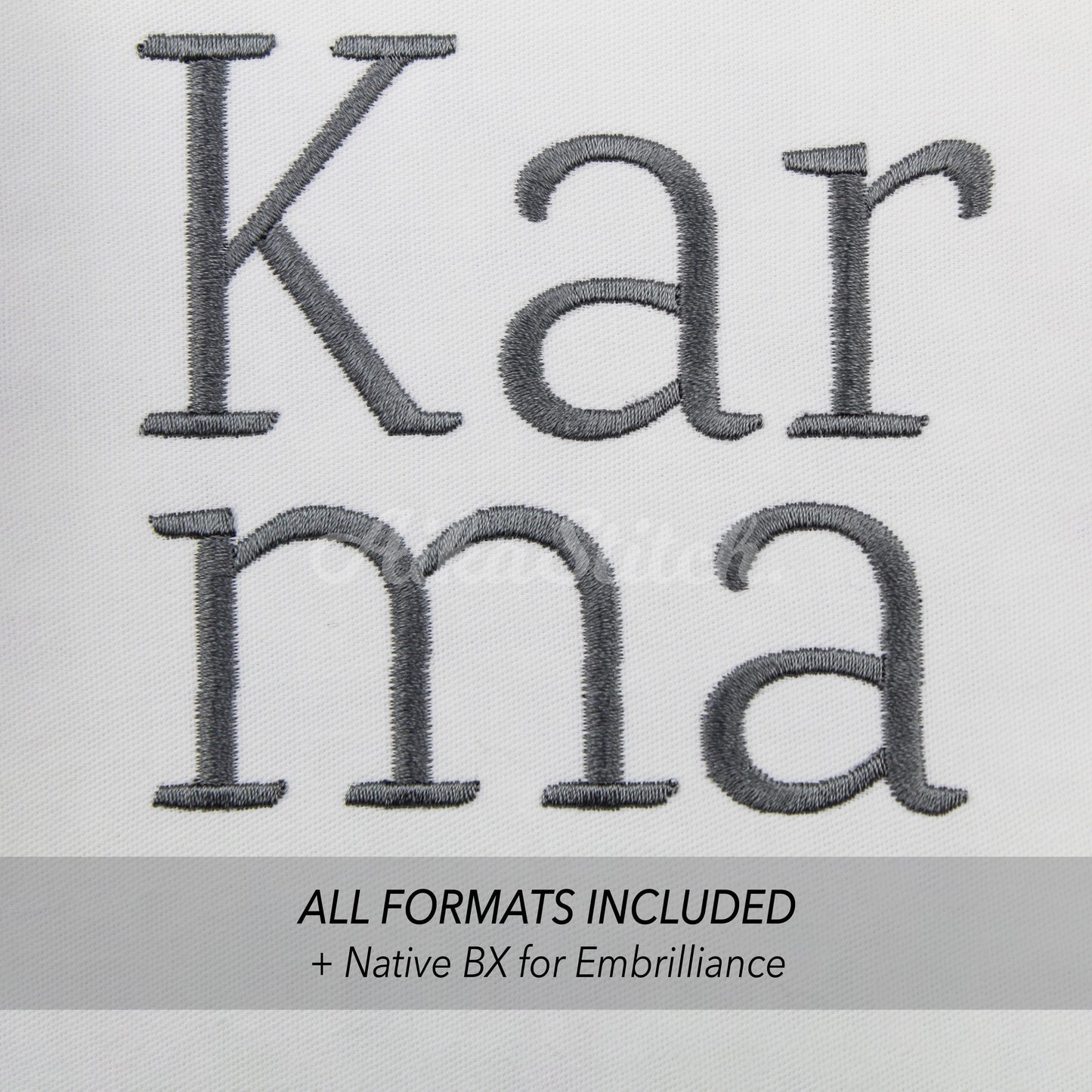 Karma Native BX Embroidery Font - Satin Stitch Alphabet (11 Sizes)