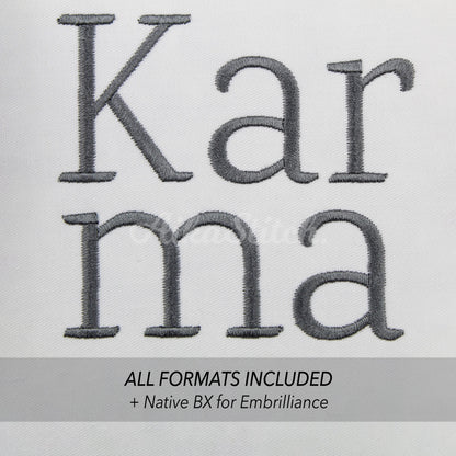 Karma Native BX Embroidery Font - Satin Stitch Alphabet (11 Sizes)