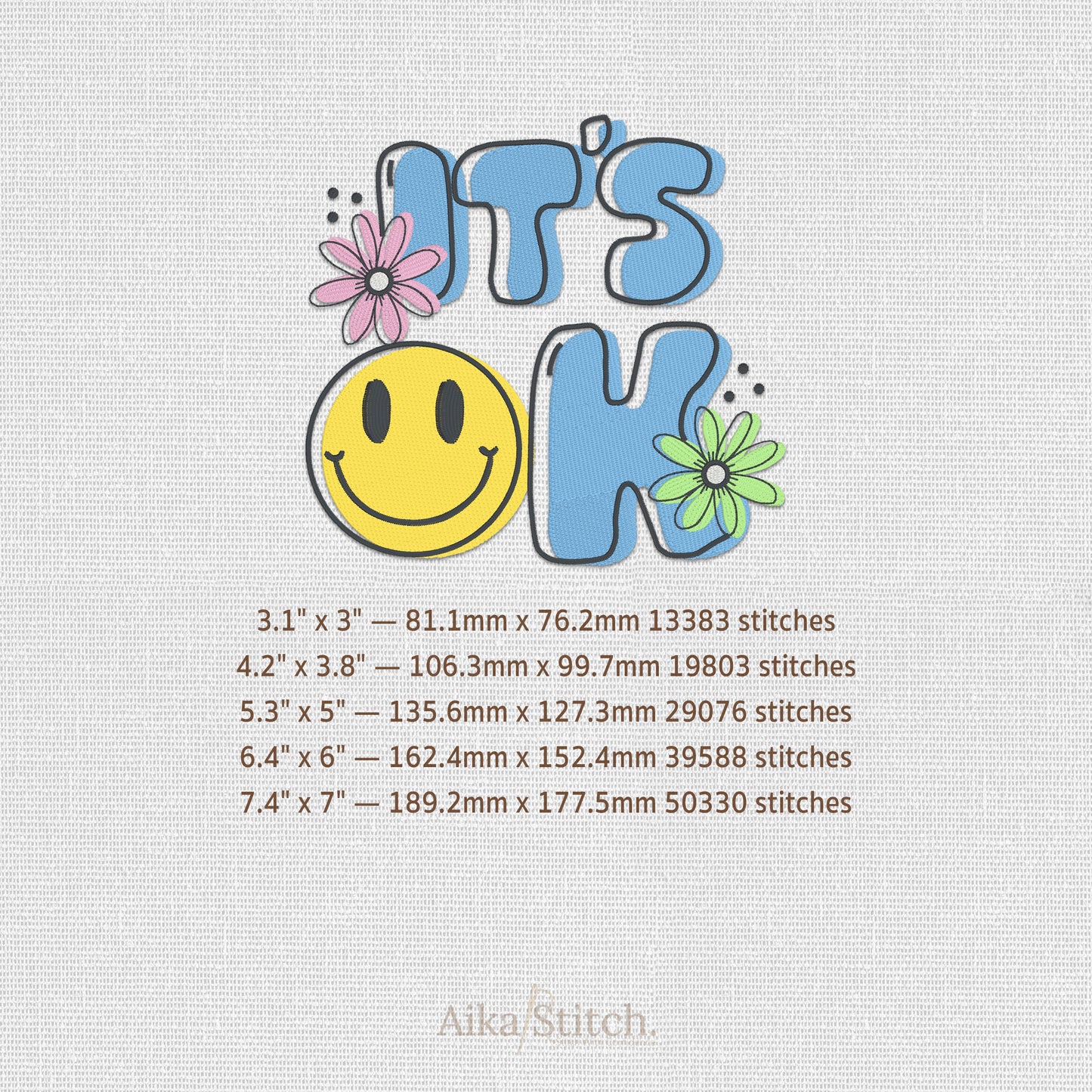It's Ok Saying Mood Embroidery Design - 5 sizes
