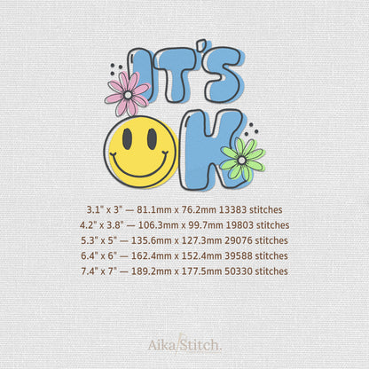 It's Ok Saying Mood Embroidery Design - 5 sizes