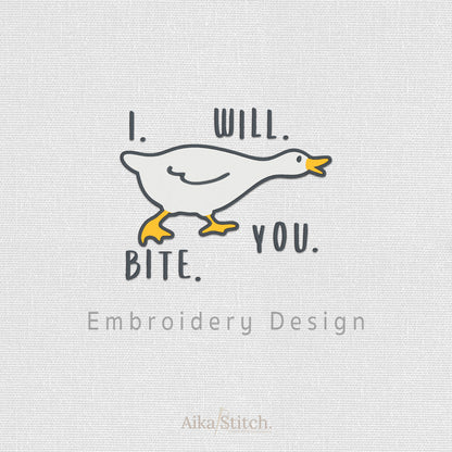 Duck I Will Bite You Embroidery Design - 7 sizes