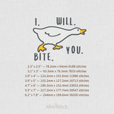 Duck I Will Bite You Embroidery Design - 7 sizes