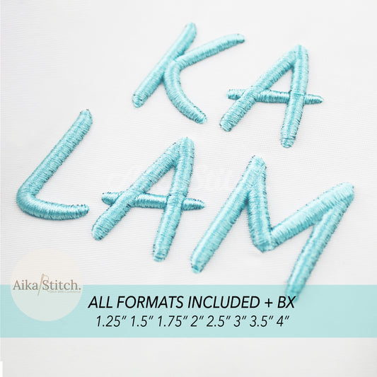 kalam 3D Puff BX Embroidery Font – Foam Alphabet (8 Sizes)