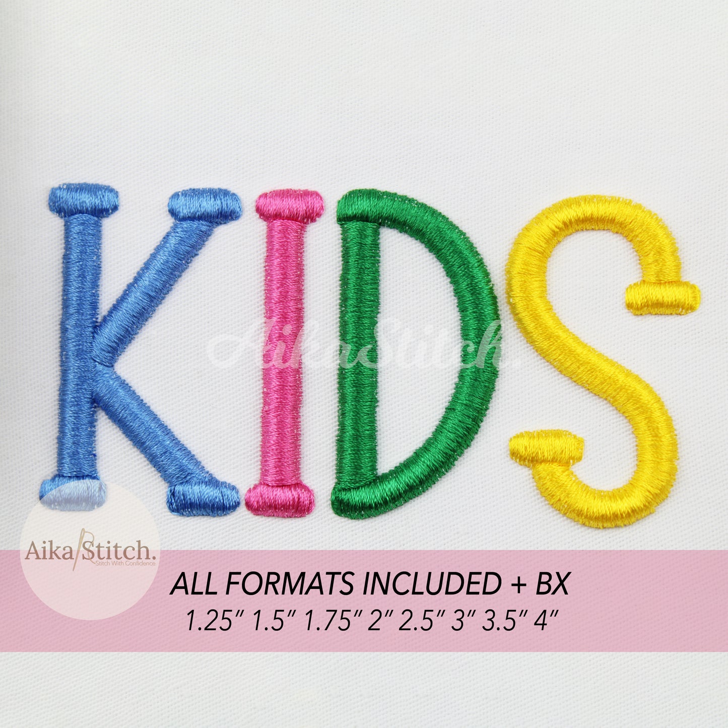 Kids 3D Puff BX Embroidery Font – Foam Alphabet (8 Sizes)
