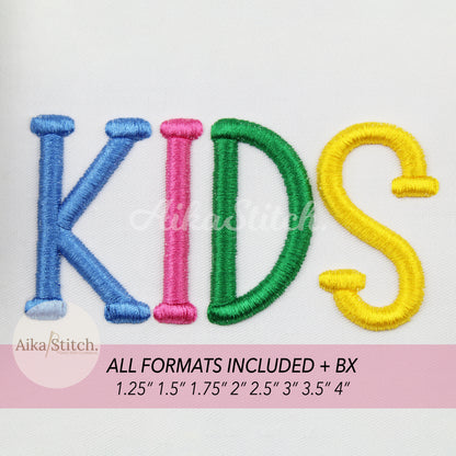 Kids 3D Puff BX Embroidery Font – Foam Alphabet (8 Sizes)