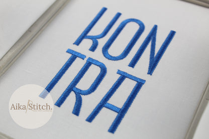 Kontra Native BX Embroidery Font - Satin Stitch Alphabet (11 Sizes)
