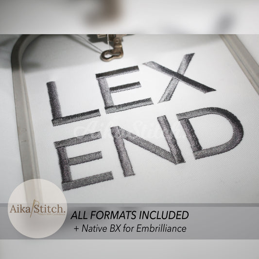 Lexend Native BX Embroidery Font - Satin Stitch Alphabet (11 Sizes)
