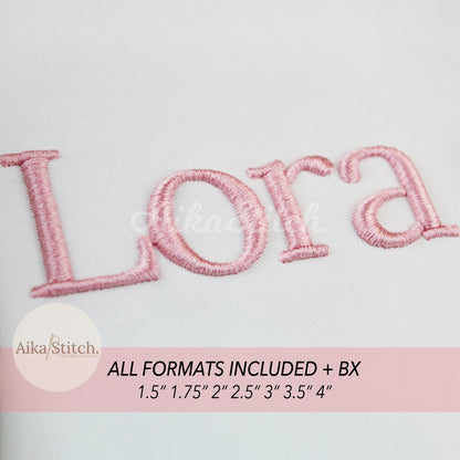 Lora 3D Puff BX Embroidery Font – Foam Alphabet (7 Sizes)